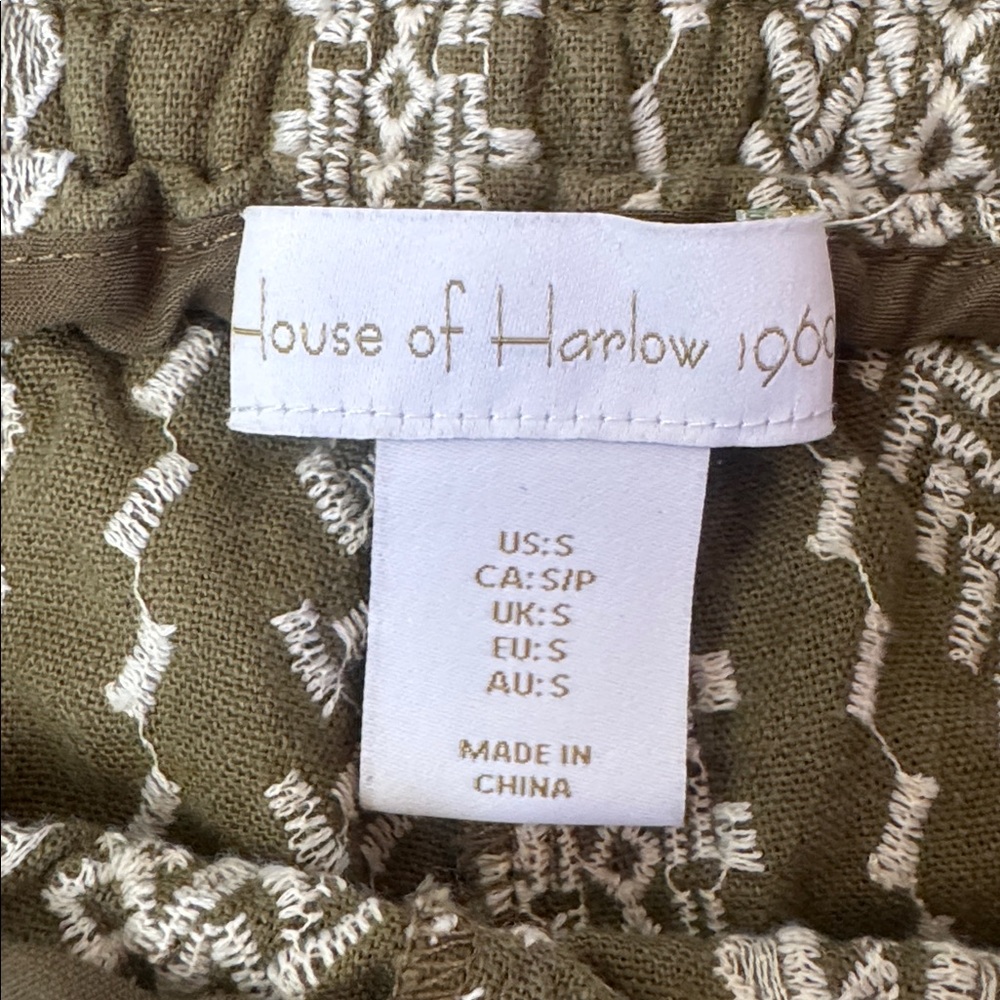 House of Harlow 1960 Boho Embroidered Tassel Shorts Olive Small - Picture 4 of 4
